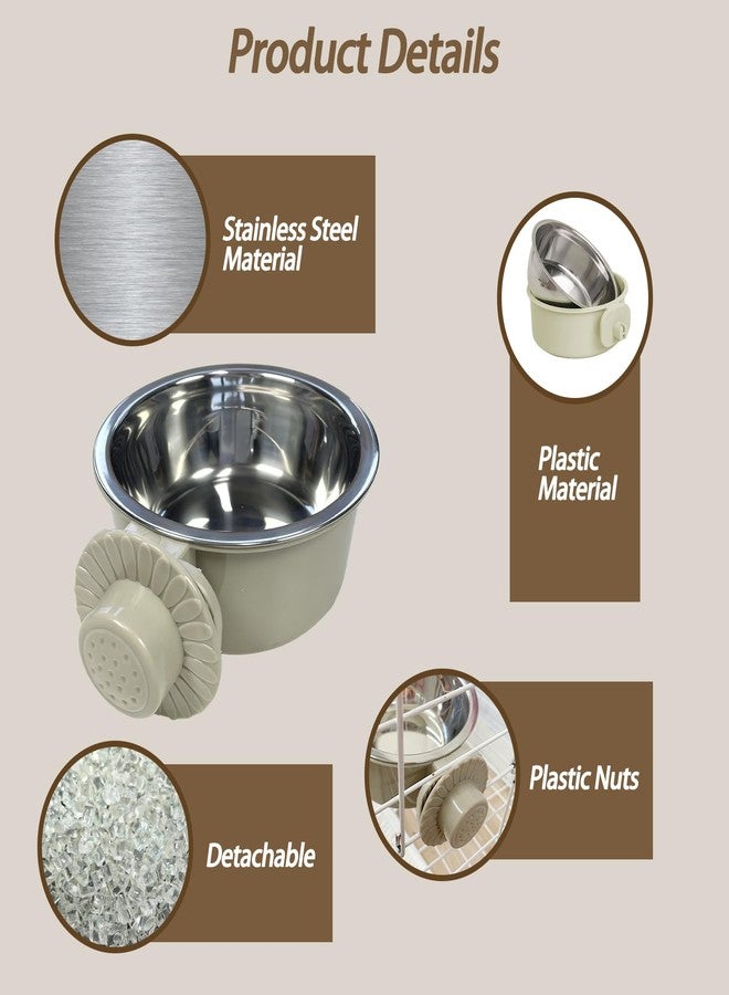 كاثسون أوعية طعام وماء للحيوانات الأليفة خفيفة الوزن من الفولاذ المقاوم للصدأ من كاثسون، وعاء قابل للإزالة للكلاب، وعاء معلق لتغذية الطعام والماء للحيوانات الأليفة، كوب قفص للجراء والقطط والأرانب والنموس والطيور وخنازير غينيا (قطعتان) - Image 5